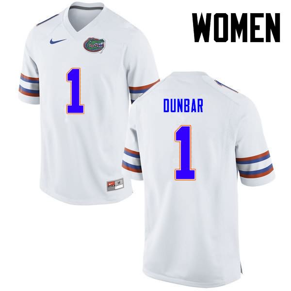 NCAA Florida Gators Quinton Dunbar Women's #1 Nike White Stitched Authentic College Football Jersey NAY8664NB